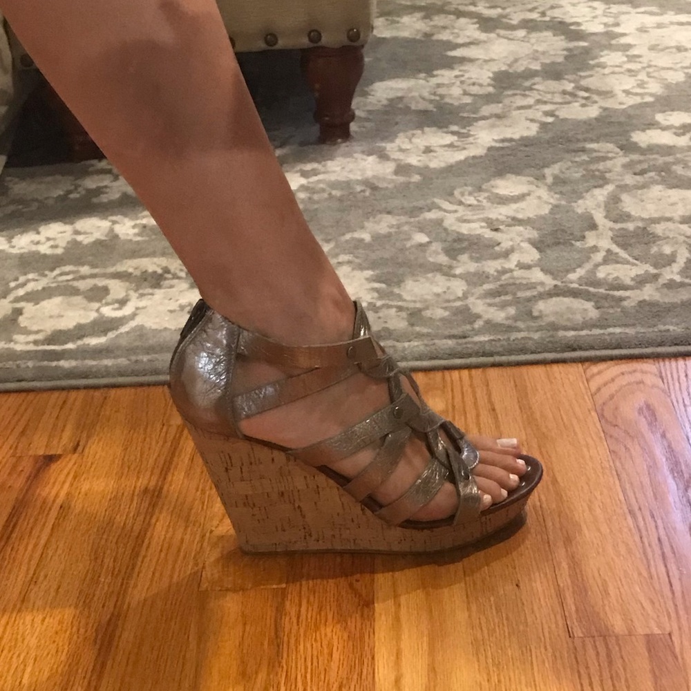 Dolce Vita cork metallic wedges